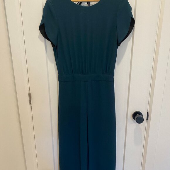 Teal jumpsuit with open back lace detail - M - Picture 2 of 5